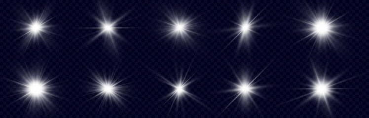 Star glow light effect. Bright particles, light shine. Stars.