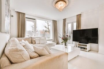 Modern living room with soft furniture