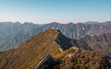 Fototapeta na wymiar Autumn of the Great Wall in Beijing, China