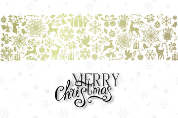 Fototapeta na wymiar Christmas greeting card with golden ornamental border