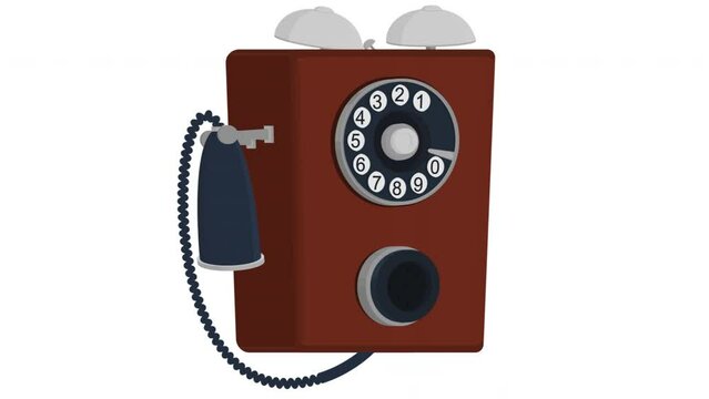 Telephone. Animation of a call to a retro phone, alpha channel. Cartoon