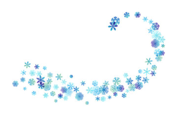 Curve line from flying snowflakes.