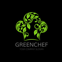 Chef hat with leaves logo
