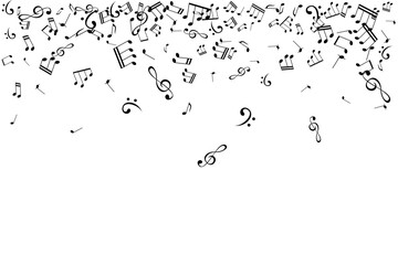 Notes on the swirl. Music decoration element isolated on the white background.