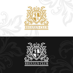 Heraldic logo template. Vintage ornamental emblem