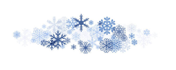 Winter decoration element from flying snowflakes.