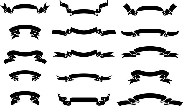 Ribbon collection. Vector silhouettes.