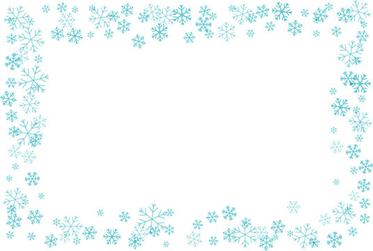 Flying snowflakes frame.