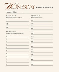 Daily planner printable template.Schedule,notes for the day. 