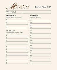 Daily planner printable template.Schedule,notes for the day. 
