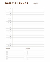 Daily planner printable template.Schedule,notes for the day. 