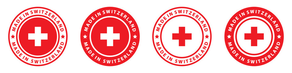Made in Switzerland label icon, vector illustration