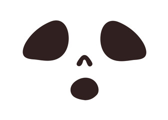 Halloween face stencil with scared frightened shocked expression. Spooky character silhouette with afraid surprised emotion. Scary creepy ghoul. Flat vector illustration isolated on white background