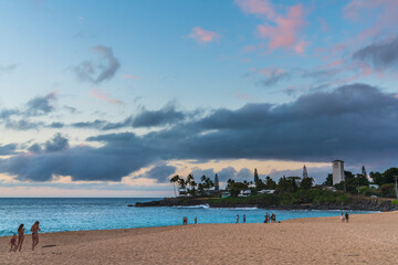 Obraz premium Waimea beach at sunset,Hawaii,usa.