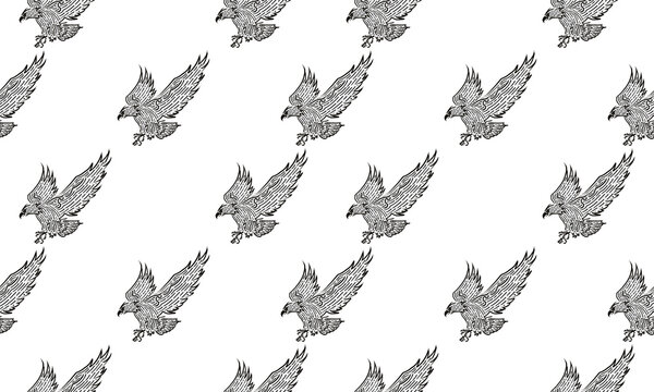 Seamless Pattern With Birds Eagle