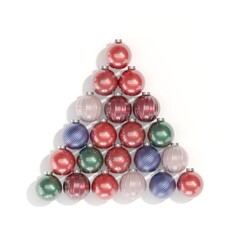 Shiny Ornament Christmas ball Decoration Set on white background. 3D render. Minimal Christmas idea concept.