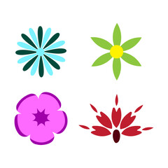 Fototapeta na wymiar Set of flat spring flower icons in silhouette isolated on white. Nature vector design illustration