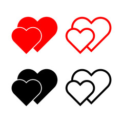 Hearts set line icon isolated on white background