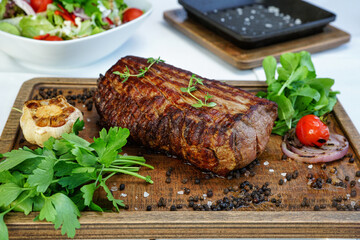 grilled meat with vegetables
