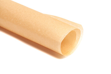 brown baking paper sheets isolated on white background, top view