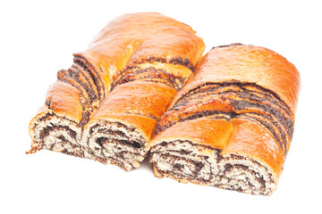 poppy seed strudel isolated on white