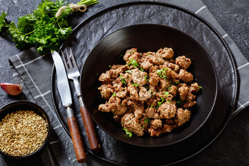 fried Italian sausage of freshly ground pork meat