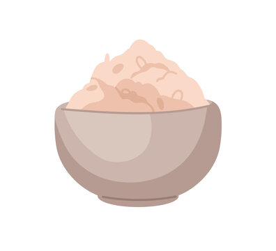 recommend clip art: Oatmeal bowl. Oat porridge heap for breakfast. Cooked boiled cereal food. Healthy morning meal. Flat graphic vector illustration isolated on white background