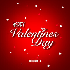 Happy valentines day 14th feb. red background. vector illustration.