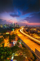 Fototapeta na wymiar Panorama cityscape view in the middle of Kuala Lumpur city center, Malaysia ..