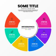 Infographic template. Circle with 6 steps and icons