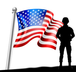 Patriotic Soldier American Flag Background Concept