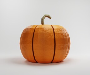 3d rendering low poly halloween pumpkin on white background. 3d render halloween concept