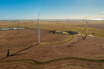 Wind farm photos, showing farm land and electricity generation