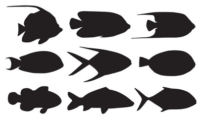 Set of fish silhouettes