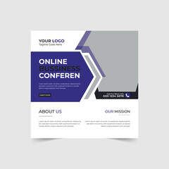 Professional Online Business Conference marketing social media post and banner template
