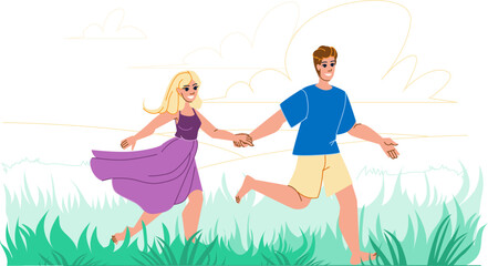 couple nature vector. love man woman, beautiful two, romance together, romantic happy, adult lifestyle, female outdoors couple nature character. people flat cartoon illustration