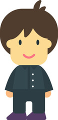 brown haired boy standing straight illustration in minimal style