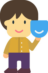 boy and fancy mask illustration in minimal style