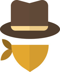 Cowboy hat and scarf illustration in minimal style