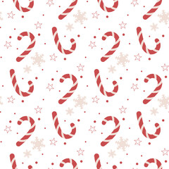 Christmas pattern red palette with candy and snowflakes