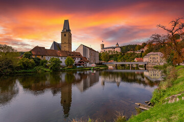 Small town and medieval castle Rozmberk nad Vltavou, Czech Republic.