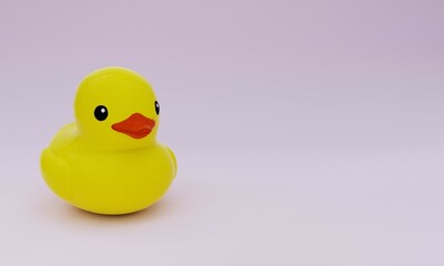 a 3d illustration, rubber duck image ,gray background, copy space ,3d rendering.
