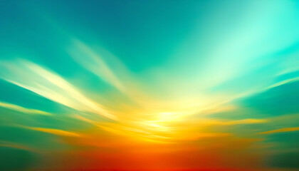 Obraz premium green sky emerald sun golden yellow