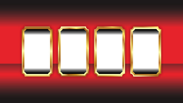 four column bar template for New Year 2023 theme, slot machine numbers spin to 2023 in red, black and gold