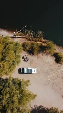 Caravan and landscape by the lake