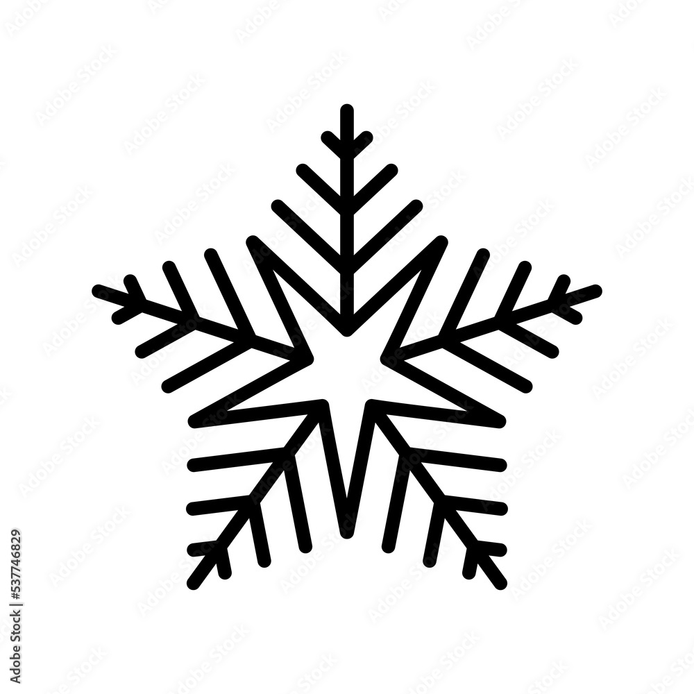 Wall mural snowflake vector icon. black vector element isolated on white background. best for seamless patterns