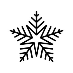 Snowflake vector icon. Black vector element isolated on white background. Best for seamless patterns, decoration,  and your design.