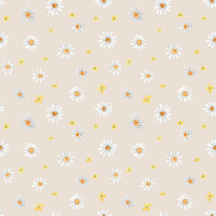 Watercolor hand drawn rural seamless pattern with hen, goose and eggs. Farm illustaration