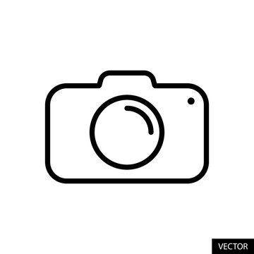 Camera vector icon in line style design for website design, app, UI, isolated on white background. Editable stroke. Photography concept. Vector illustration.