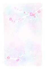 梅の花の淡い和風背景/フレーム　ピンク